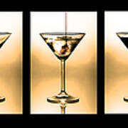 Cocktail Triptych In Gold Art Print
