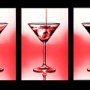 Cocktail Triptych In Red Art Print