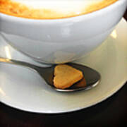 Coffee And Heart Shaped Cookie Art Print
