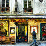 Coffee Shop Paris - Pastel Art Print