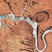 Colorado River, Lake Powell, Satellite Art Print