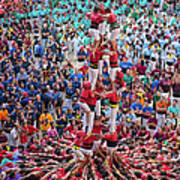 Colorful Human Towers Castellers View Art Print