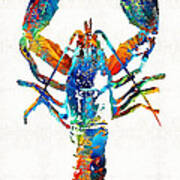 Colorful Lobster Art By Sharon Cummings Art Print