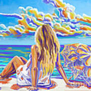 Colorful Woman At The Beach Art Print