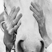 Conchita Cintron Holding The Head Of A Horse Art Print