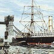 Construction Of Tower Bridge And The Ss Ruahine Art Print