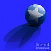 Blue Ball Decorated With Star Grass Blue Background Art Print