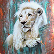 Copper White Lion Art Print