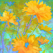 Coreopsis - Yellow And Green Art Print