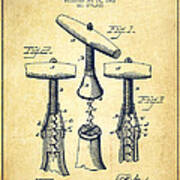 Corkscrew Patent Drawing From 1883 - Vintage Art Print