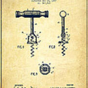 Corkscrew Patent Drawing From 1897 - Vintage Art Print