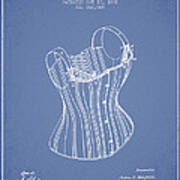 Corset Patent From 1882 - Light Blue Art Print