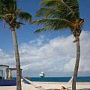 Couple In Hammock On Beach Art Print