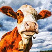 Cow Portrait Painting Art Print
