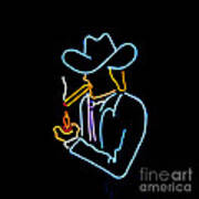 Cowboy In Neon Art Print