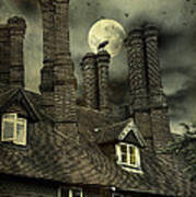 Creepy Old House With Tall Chimney's Art Print