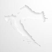 Croatia Map With Embossed Paper Effect On Blank Background Art Print