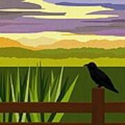 Crow In The Corn Field Art Print