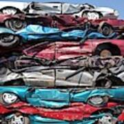 Crushed Cars At Scrapyard Art Print