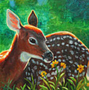 Daisy Deer Art Print