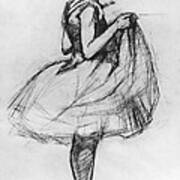 Dancer Adjusting Her Costume And Hitching Up Her Skirt Art Print