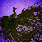 Dancing Peacock Vivid Blue Art Print