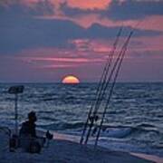 Daybreak On Navarre Beach With Deng The Fisherman Art Print