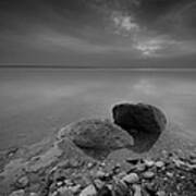 Dead Sea Sunrise Black And White Art Print