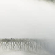 Deception Pass Bridge In Fog Whidbey Isl Art Print