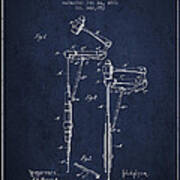 Dental Mallet Patent From 1881 - Navy Blue Art Print