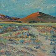 Desert Spring Flowers With Orange Hill Art Print