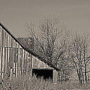 Deserted Kansas Barn In Sepia Art Print