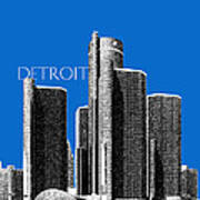 Detroit Skyline 1 - Blue Art Print
