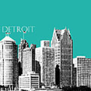 Detroit Skyline 3 - Teal Art Print