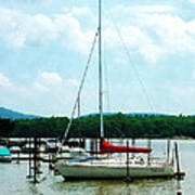 Docked On The Hudson River Art Print