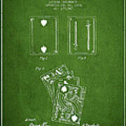 Dougherty Playing Cards Patent Drawing From 1876 - Green Art Print