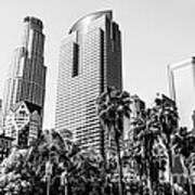 Downtown Los Angeles Buildings In Black And White Art Print