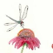 Dragonfly Flower Art Print