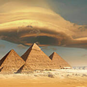 Dramatic Storm Cloud Above Pyramids Art Print