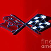 Early C3 Corvette Emblem Red Art Print