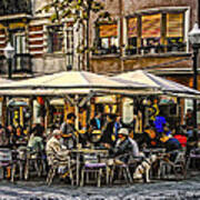Eating Out In Barcelona Art Print