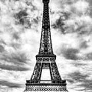 Eiffel Tower In Paris 3 Bw Art Print