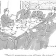 Eight Men Sit Around A Conference Table Art Print