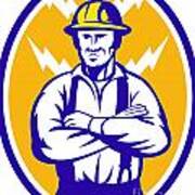 Electrician Construction Worker Lightning Bolt Art Print