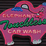 Pink Elephant - Elephant Touchless Car Wash Art Print