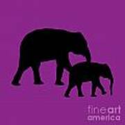 Elephants In Purple And Black Art Print