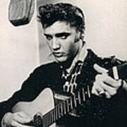 Elvis Presley Plays And Sings Into Old Microphone Art Print