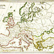 Europe Map, Western Roman Empire, C Art Print