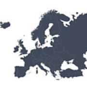 Europe Outline Map Art Print