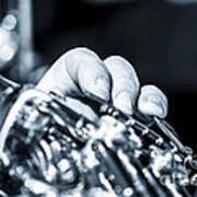 Extreme Close Up Of Fingering Of French Horn Art Print